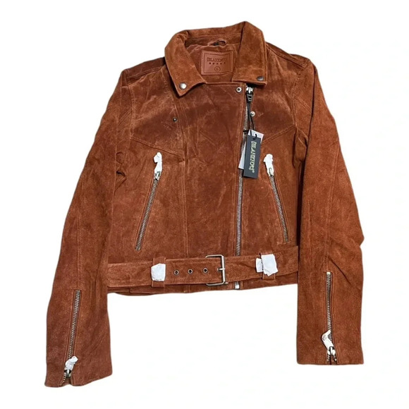 Blank NYC REAL Suede Leather Moto Jacket in beautiful rust El Dorado color - Picture 4 of 7